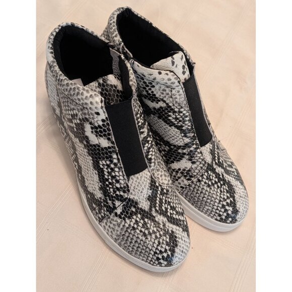 Womens Aqua College Waterproof Sneakers Snake Print High-Top Side Zipper Sz 8.5 - Picture 6 of 13